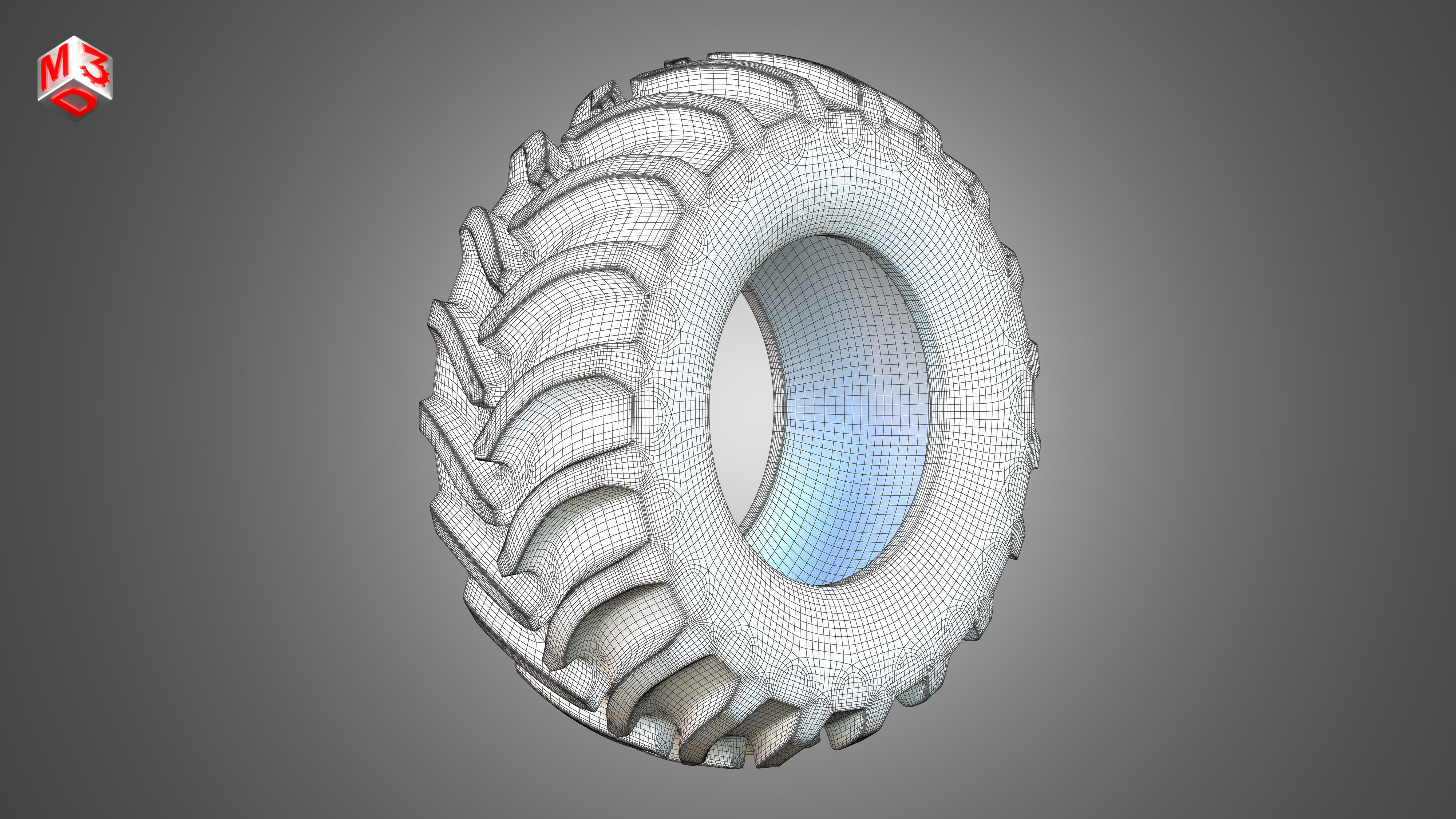 Tractor Tire 001 - One Piece 3D model_9