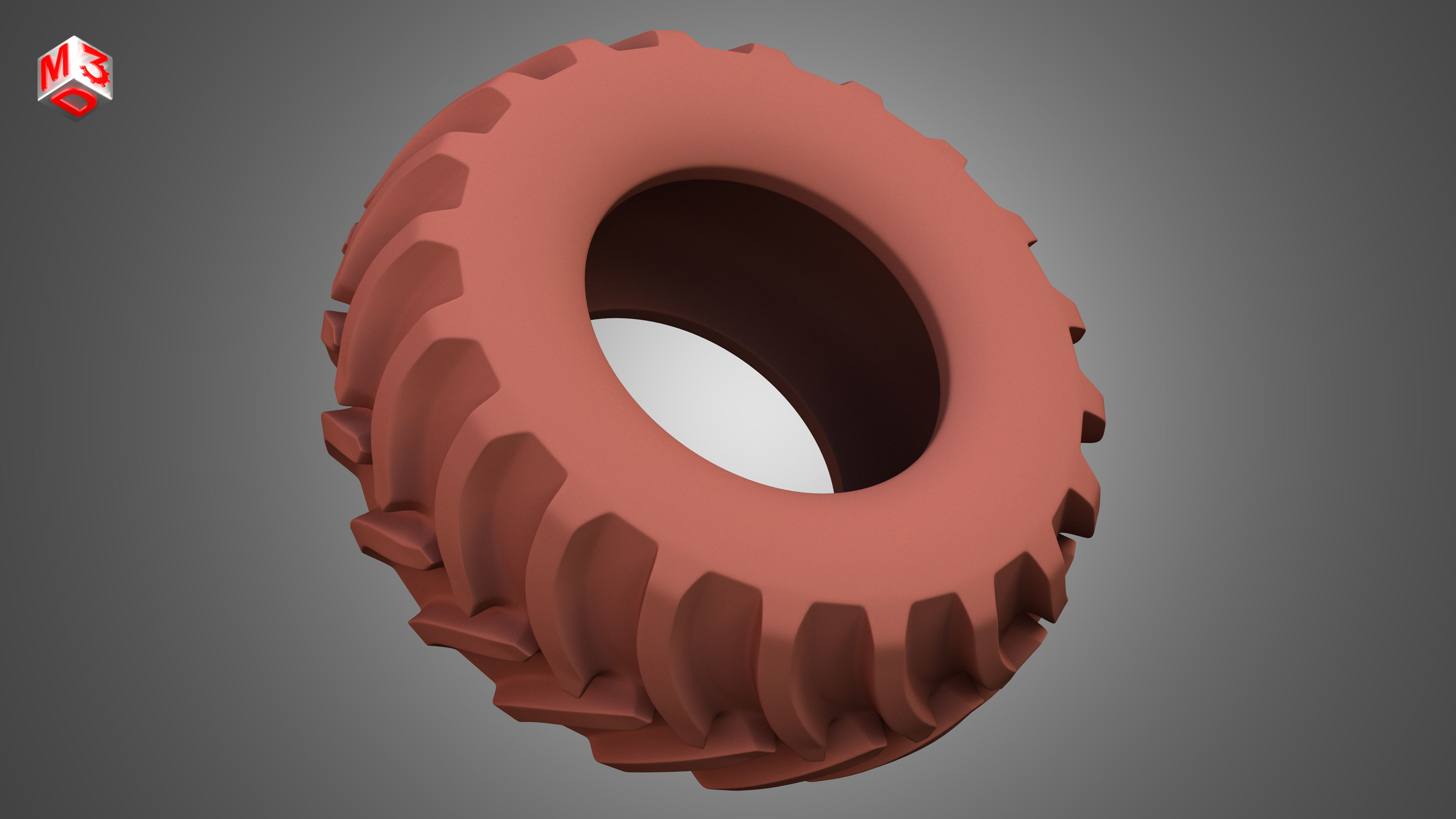 Tractor Tire 001 - One Piece 3D model_7