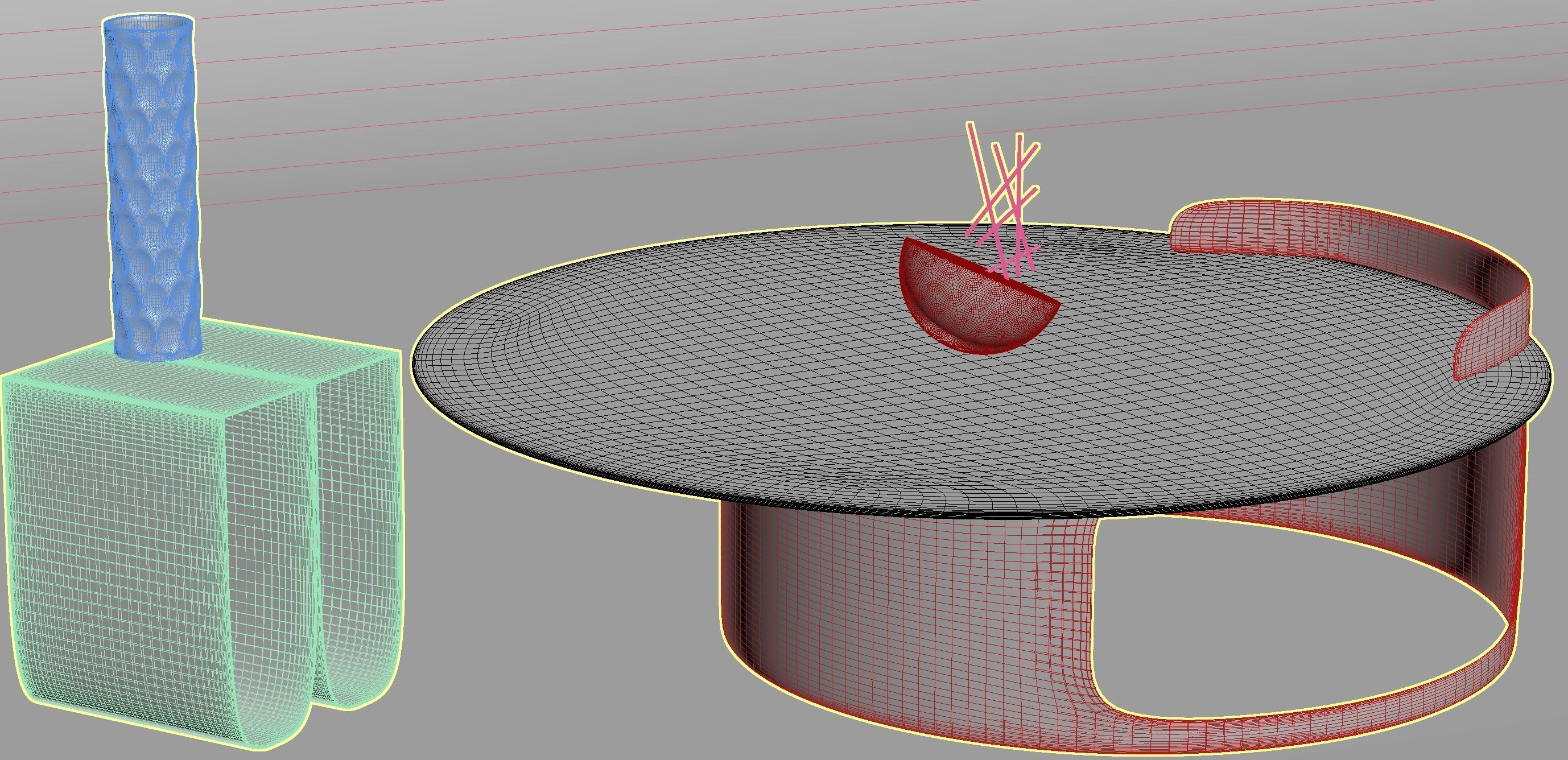 coffee table side table and props  3D model_2