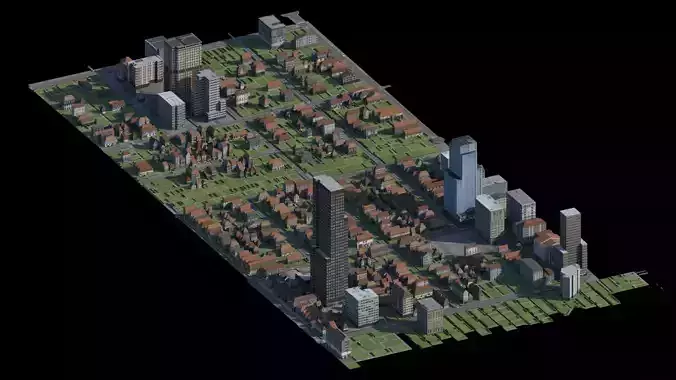  City Cityscape Landscape Downtown Block Urban Street 02 Low-poly 3D model