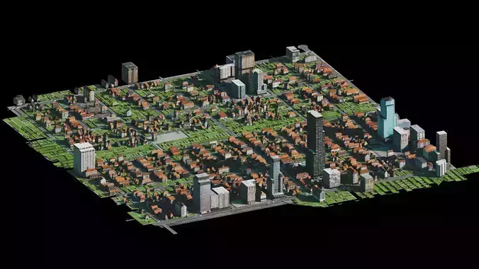  City Cityscape Landscape Urban Block Street Architectural 01 Low-poly 3D model
