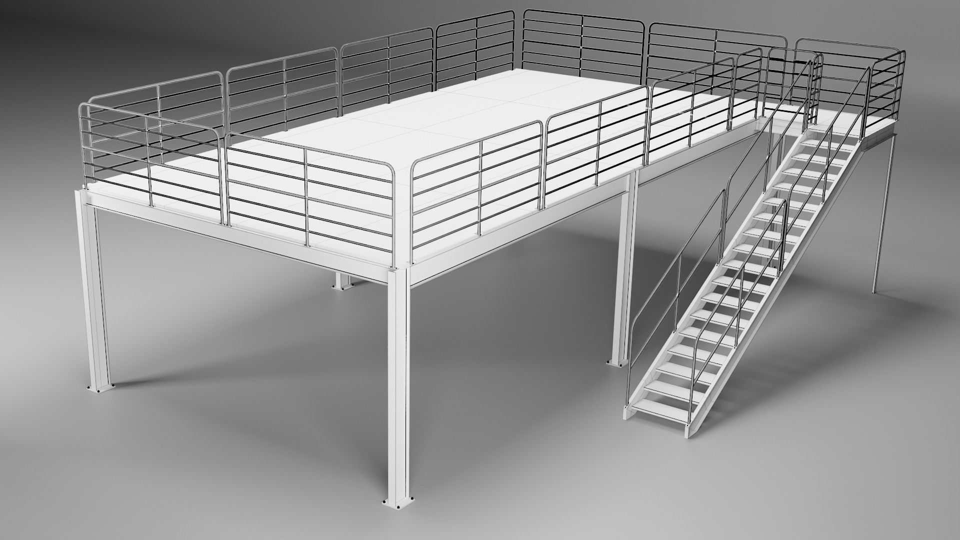 Steel Structural Mezzanine 3D model_4