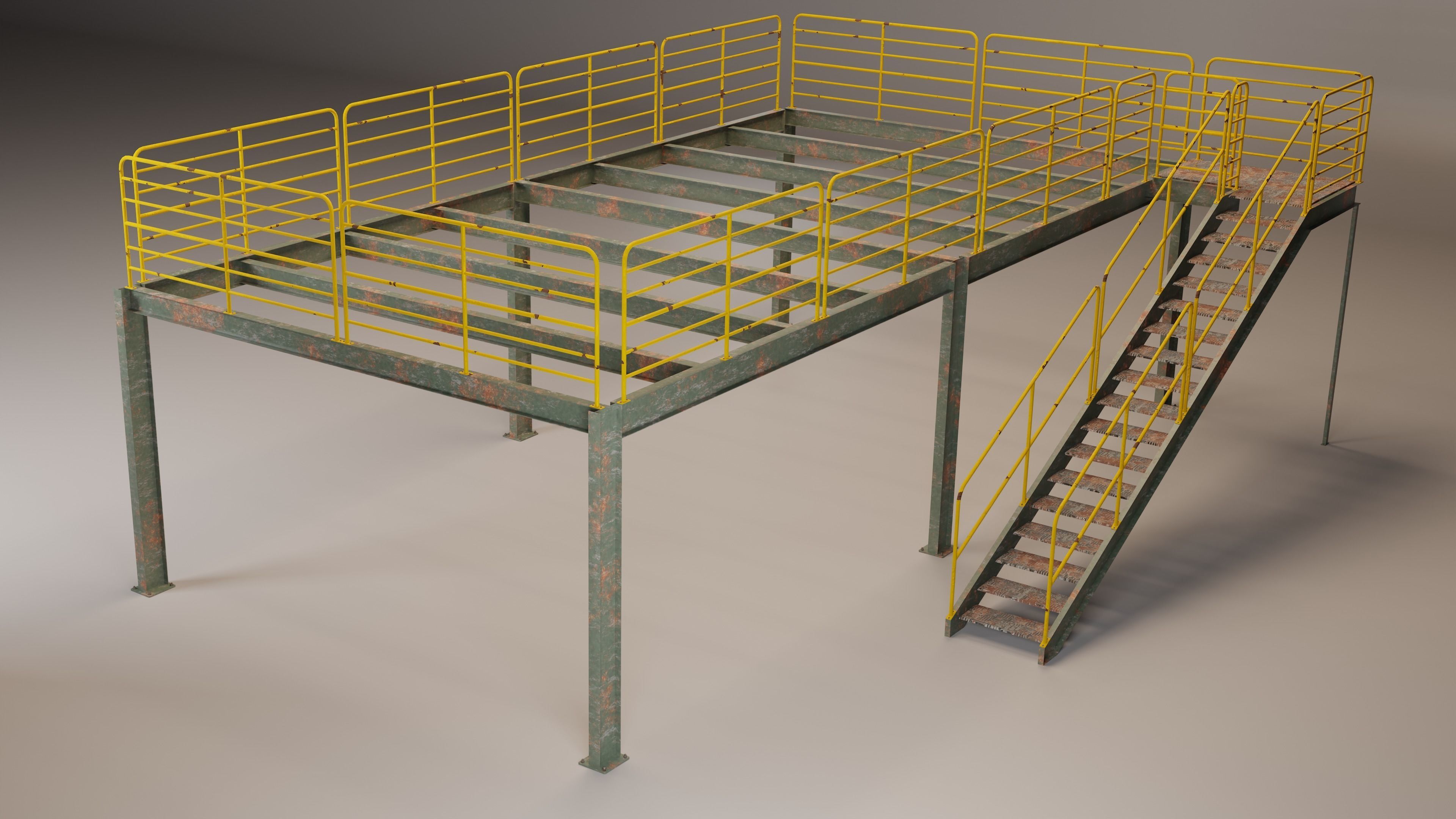 Steel Structural Mezzanine 3D model_1