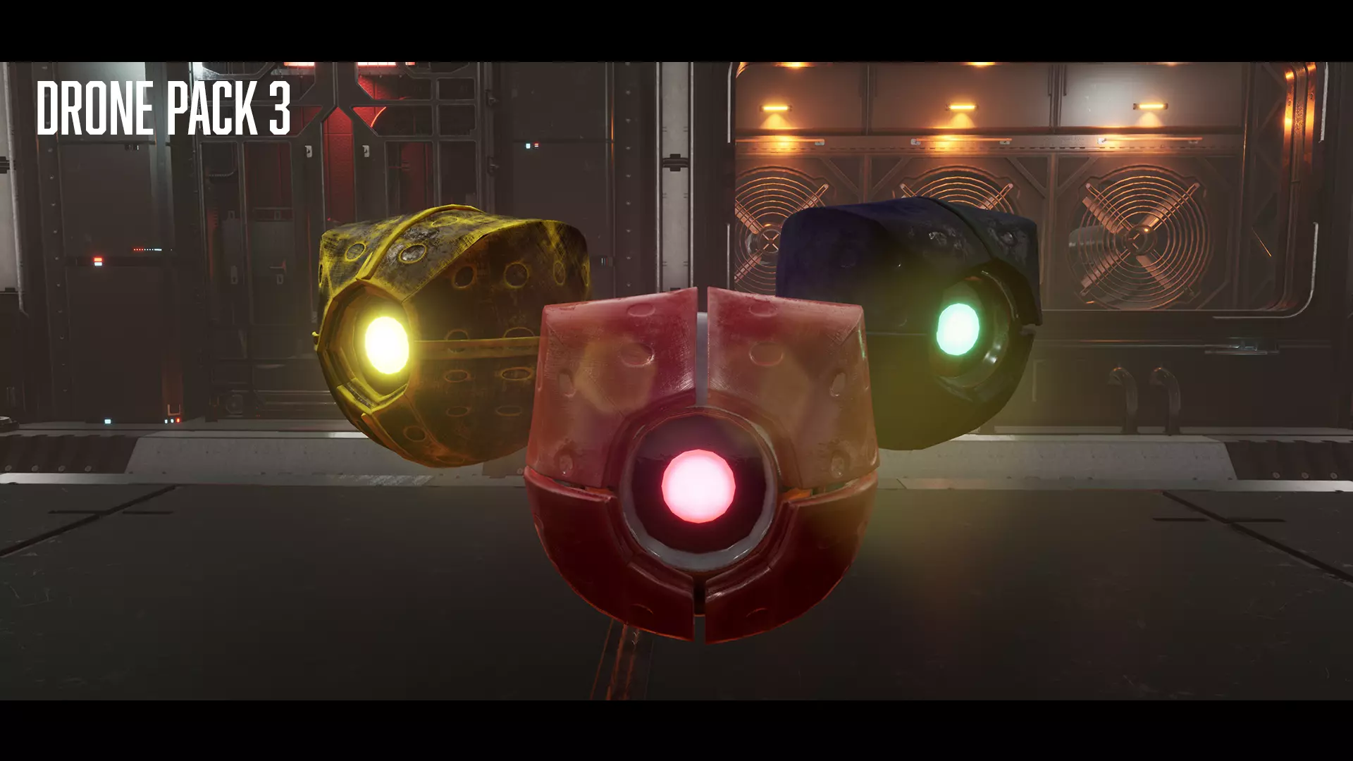 Drone Pack 3 - Full Metal Mega Series Low-poly 3D model_0