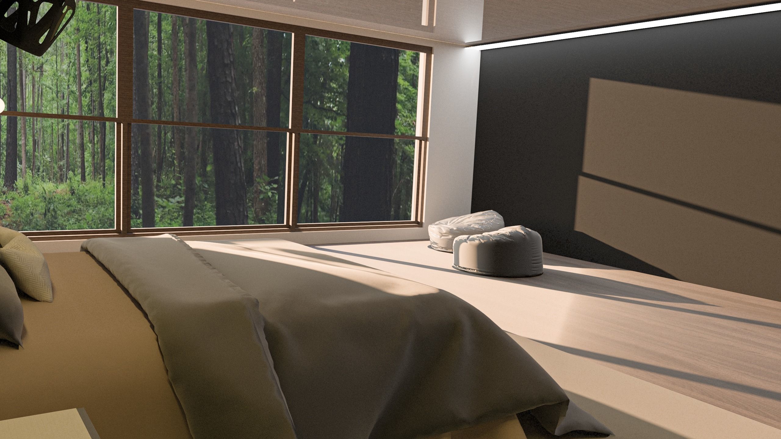 3D bedroom model modern with walk in closet 3D model_2