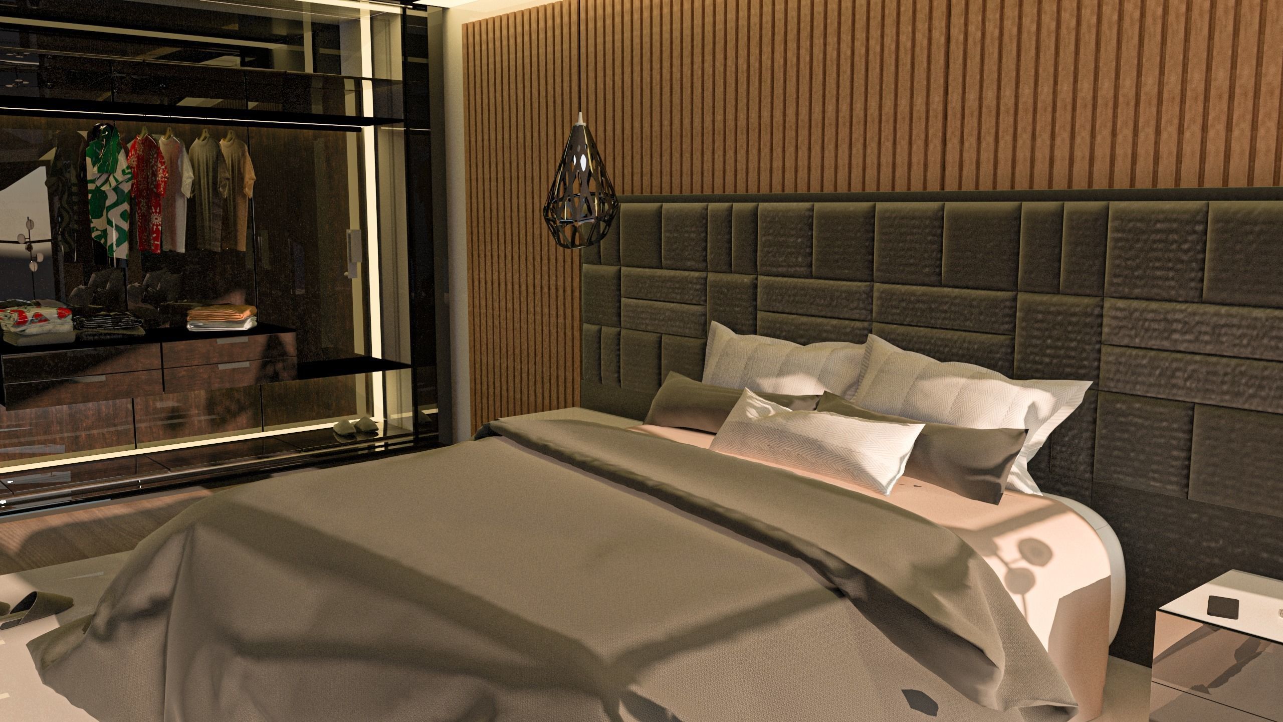 3D bedroom model modern with walk in closet 3D model_1