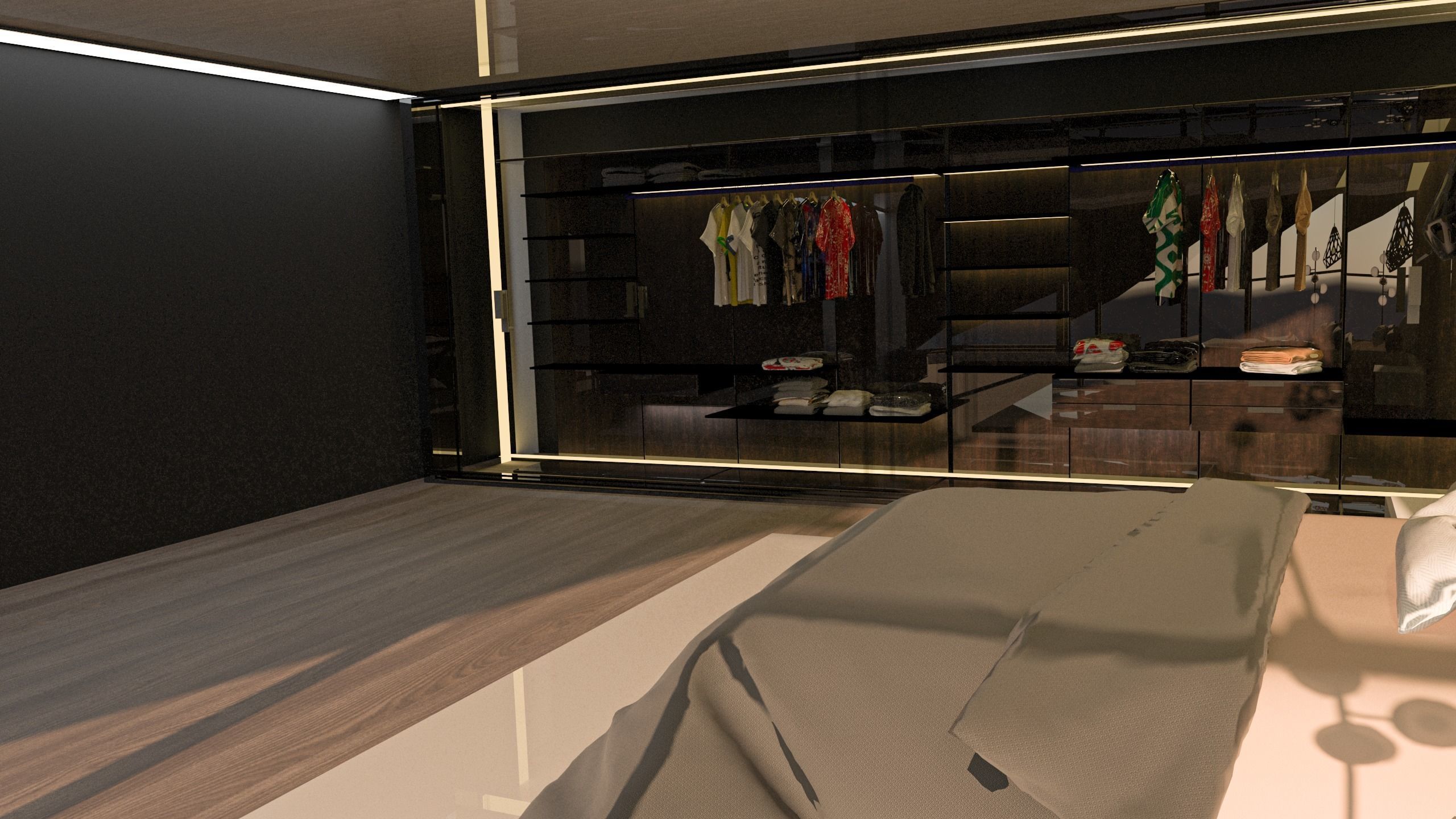 3D bedroom model modern with walk in closet 3D model_3