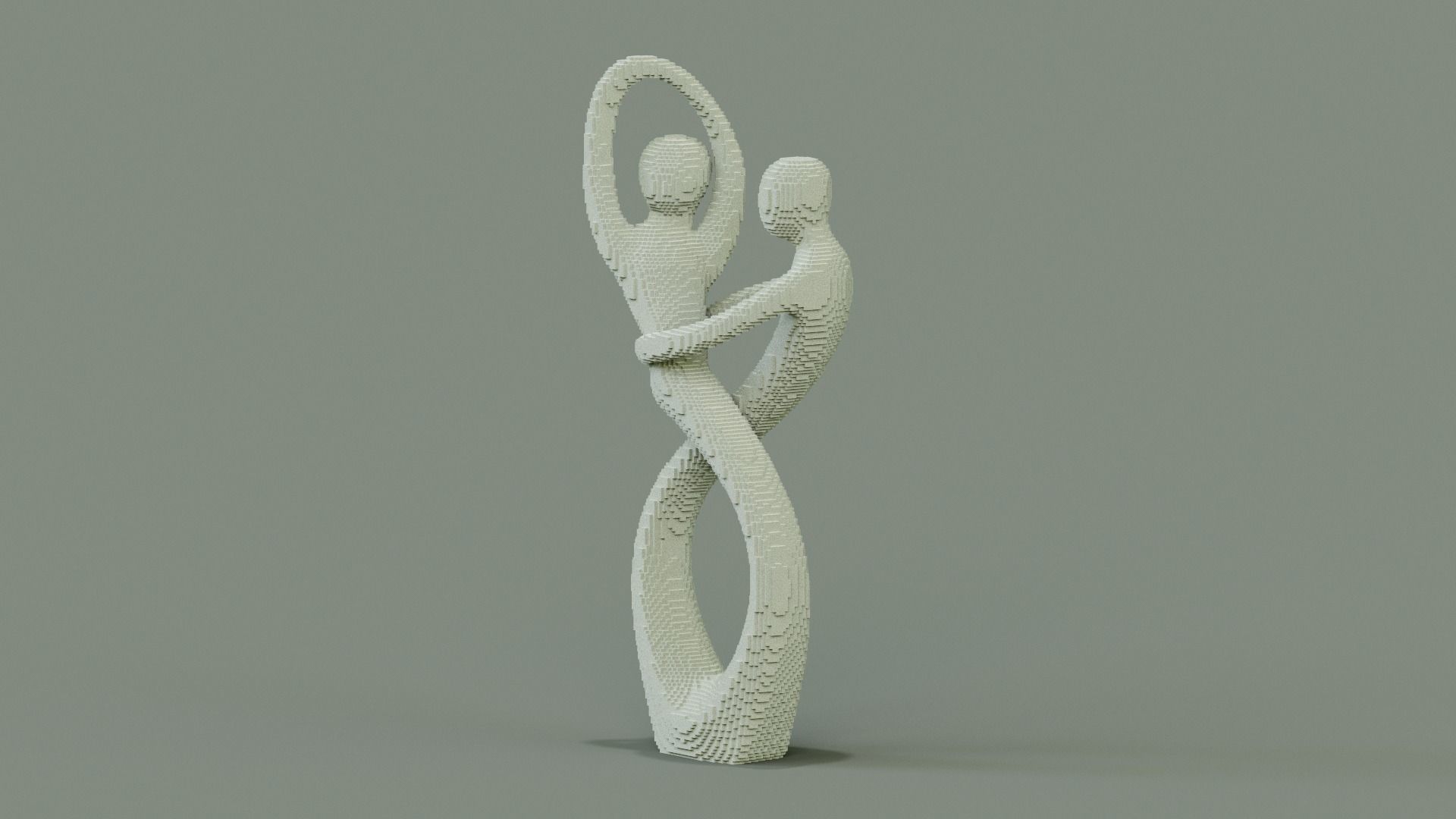 Love Couple Sculpture Low-poly 3D model_2