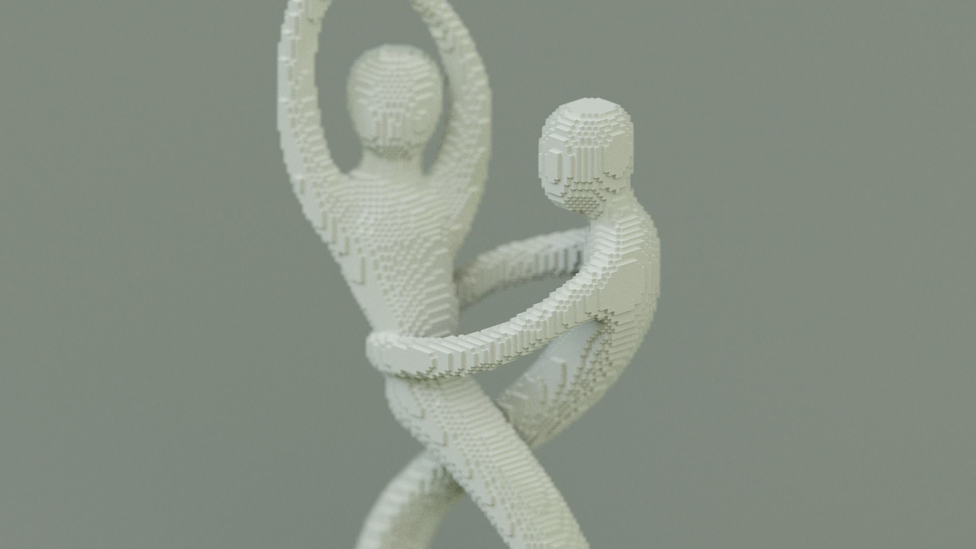 Love Couple Sculpture Low-poly 3D model_1