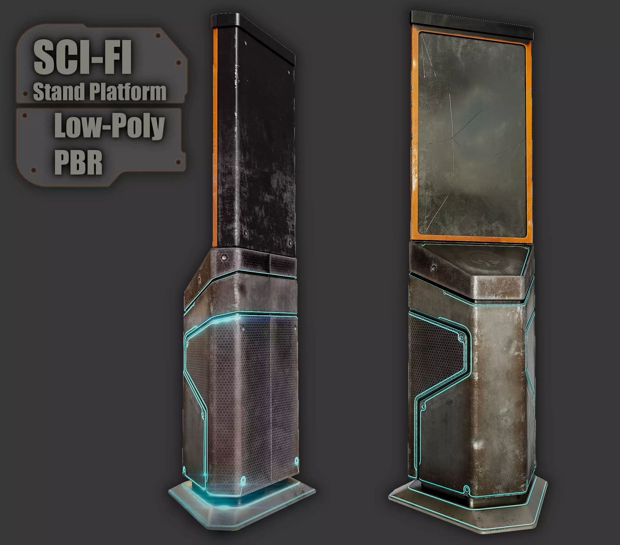 cyberpunk stand platform - PBR  Low-poly 3D model_0