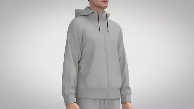 Men Zip-up Hoodie - Mock-neck