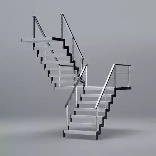 U shaped stairs with concrete steps and stainless steel railing