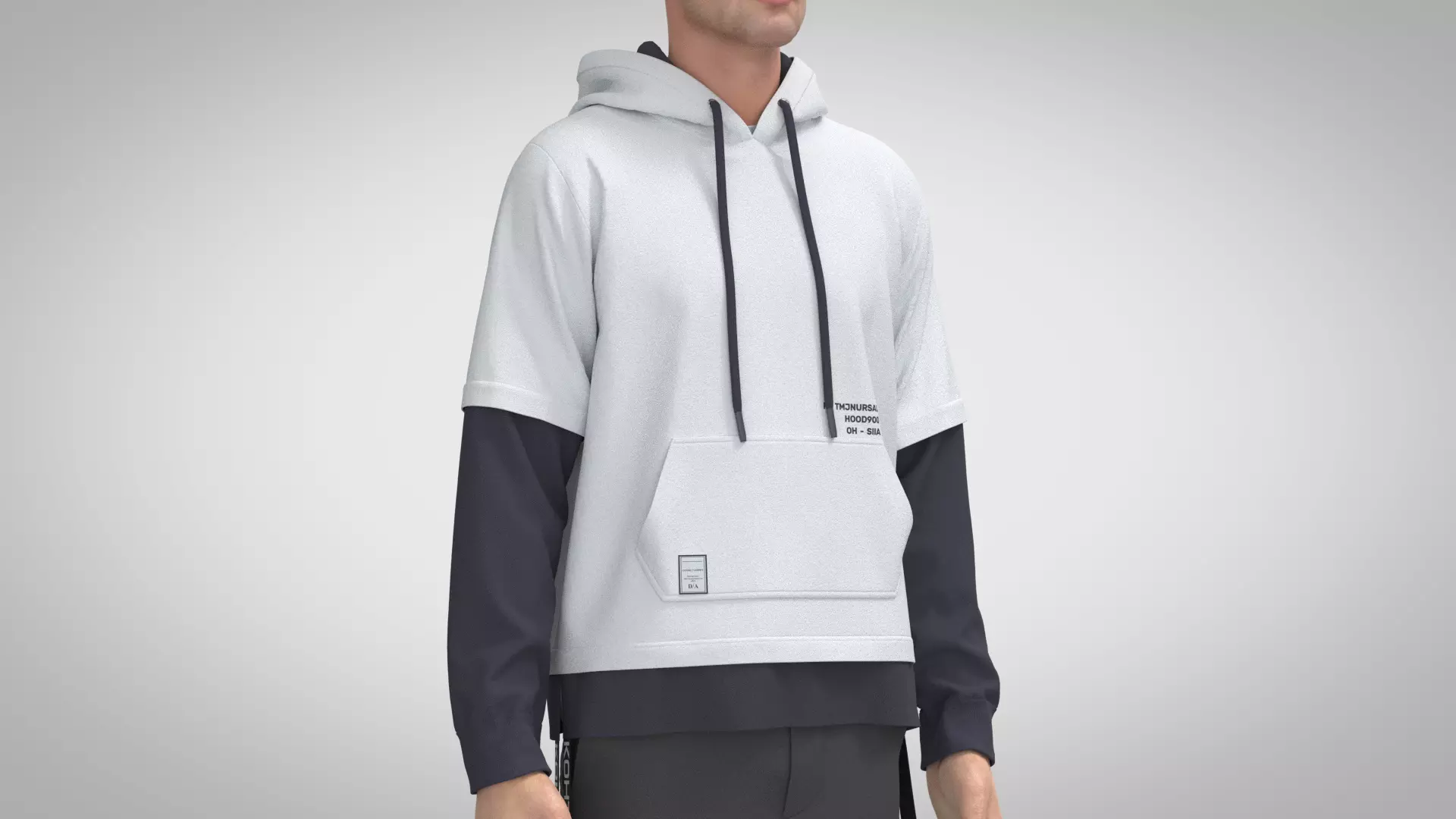 Two Piece Hoodie 3D model_0