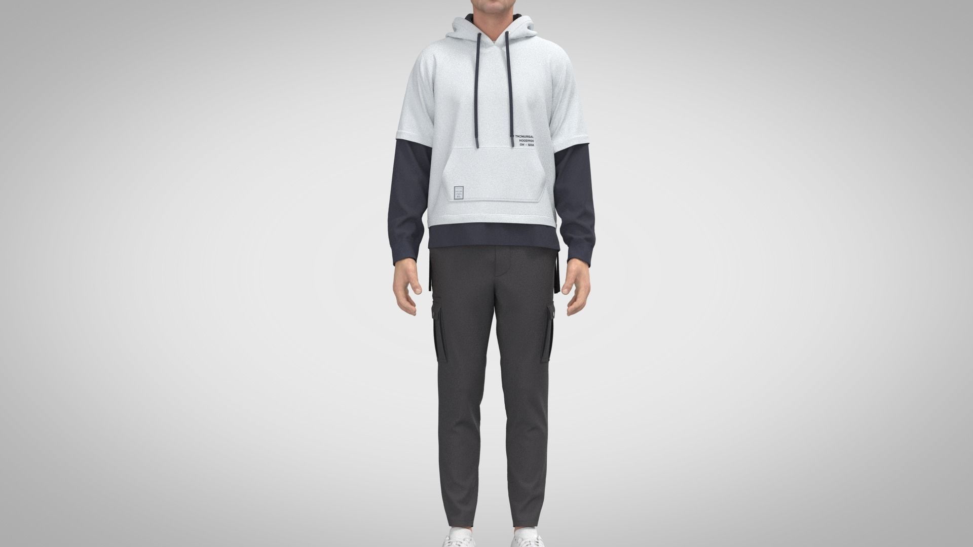 Two Piece Hoodie 3D model_4