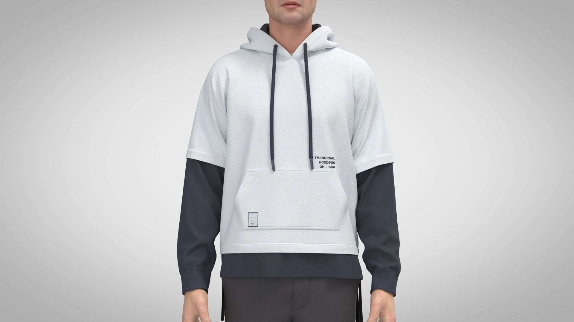 Two Piece Hoodie 3D model_2