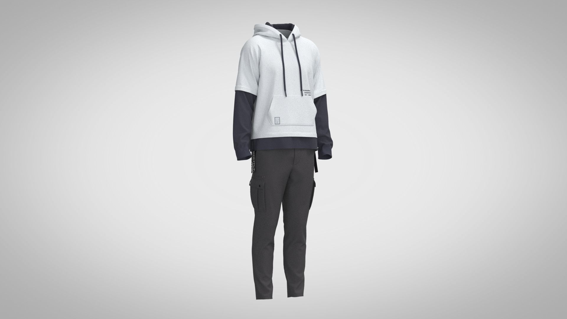 Two Piece Hoodie 3D model_8