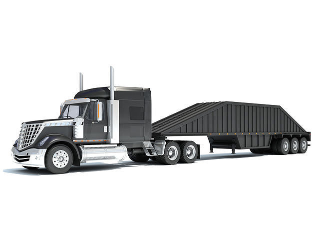Bottom Dump Truck with Trailer 3D model