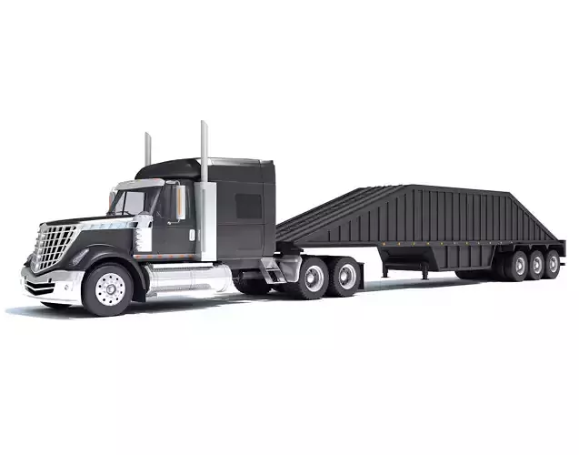 Bottom Dump Truck with Trailer 3D model