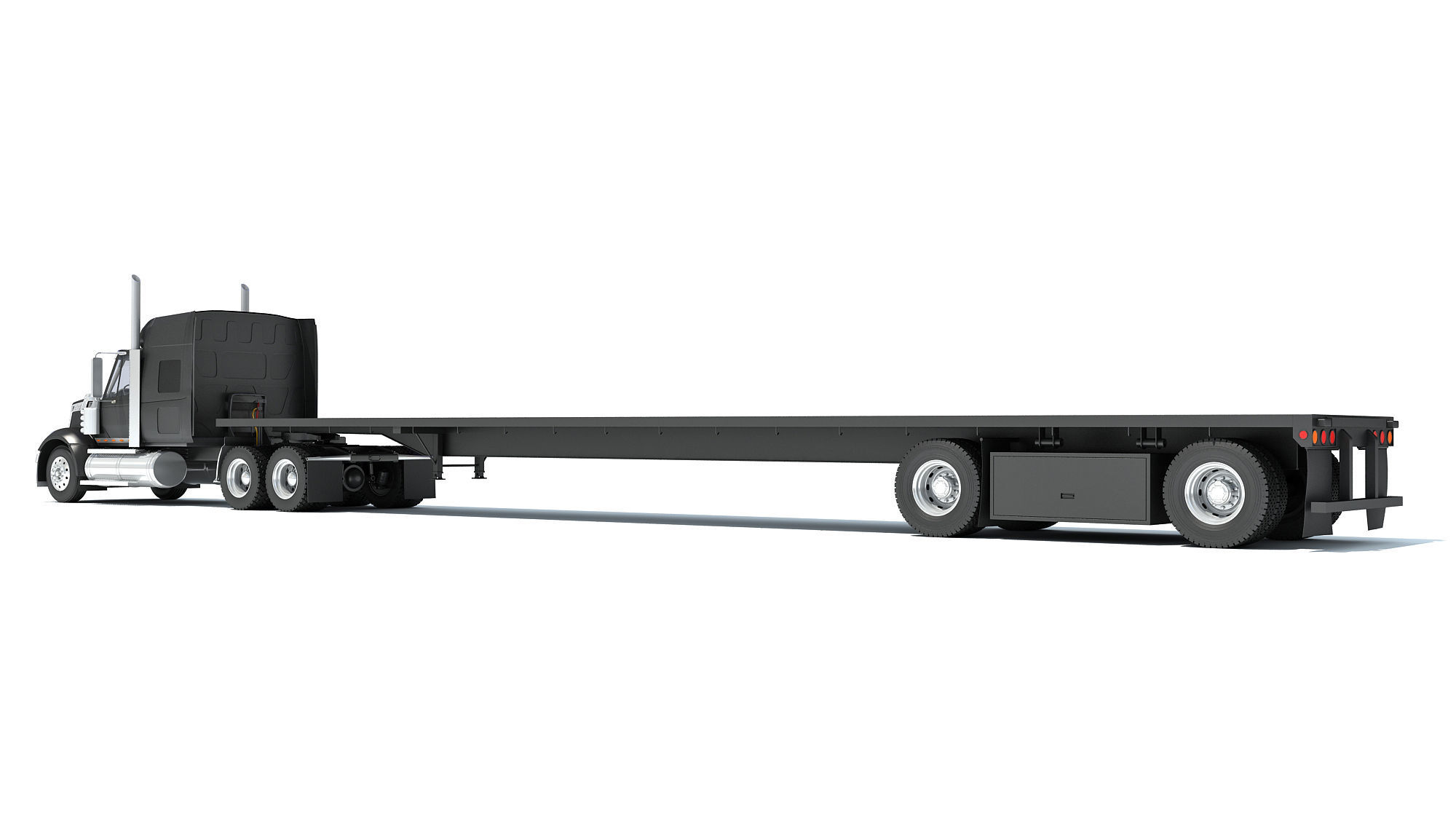 Truck with Flatbed Trailer 3D model_2