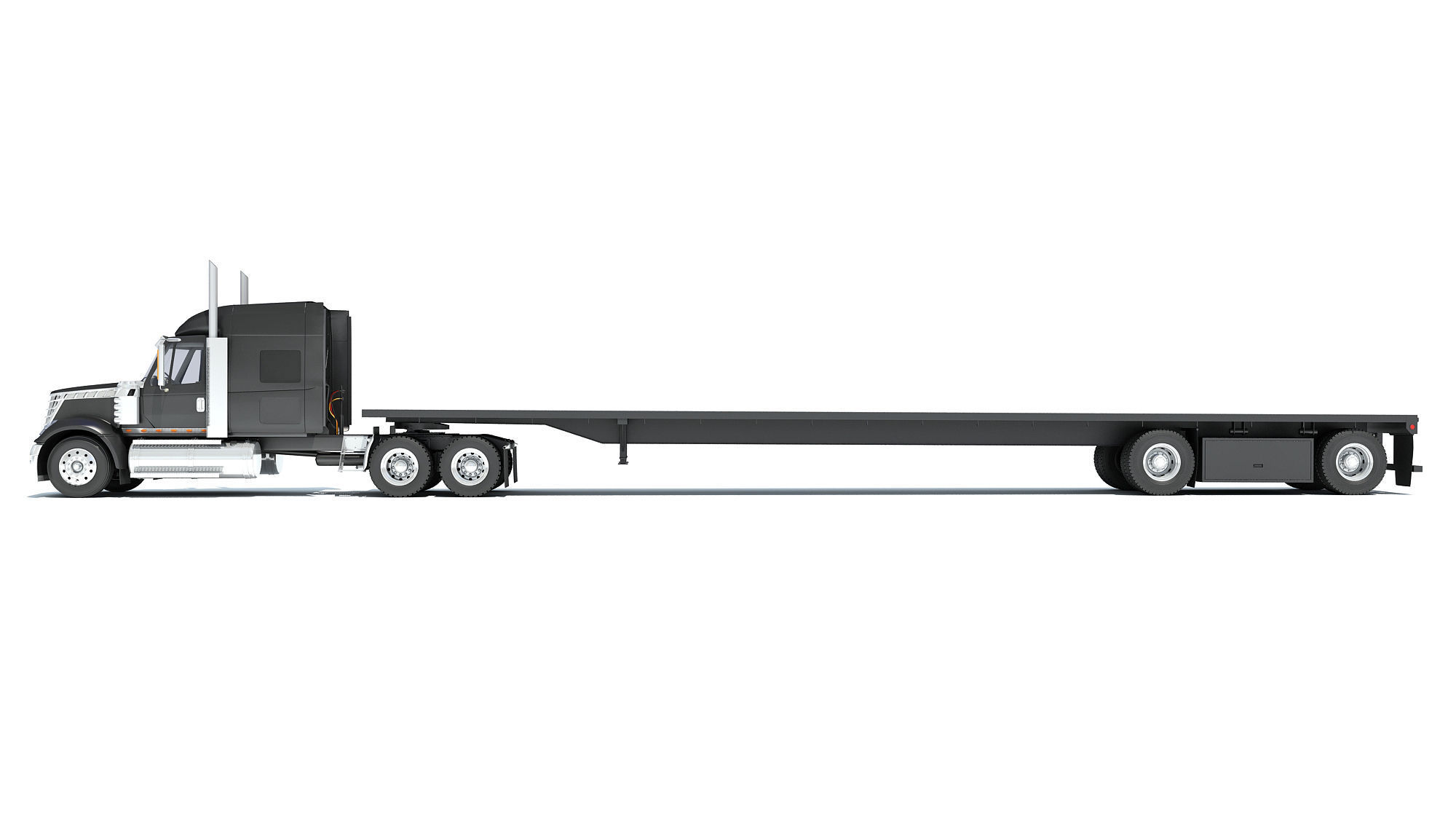 Truck with Flatbed Trailer 3D model_1