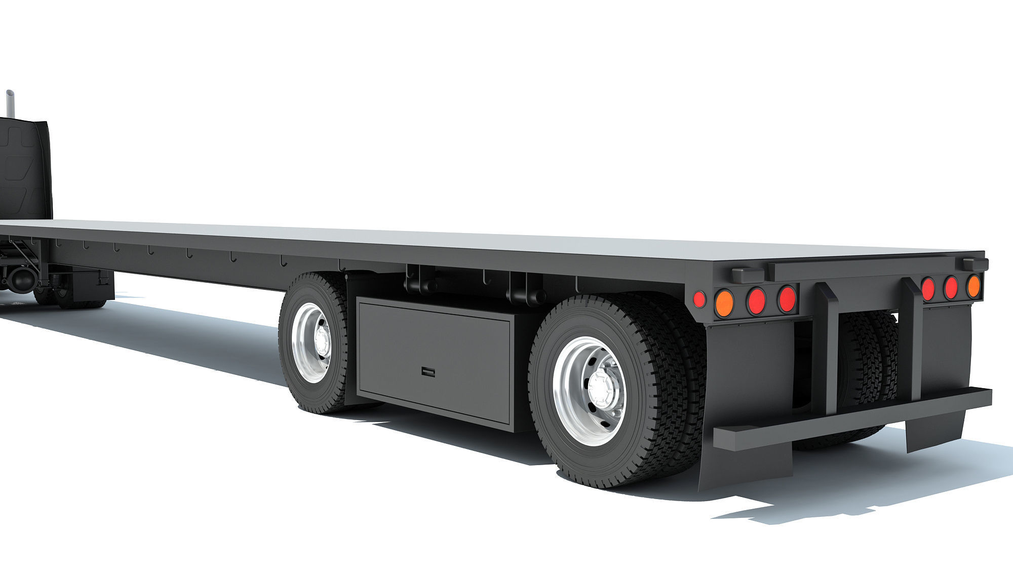 Truck with Flatbed Trailer 3D model_15