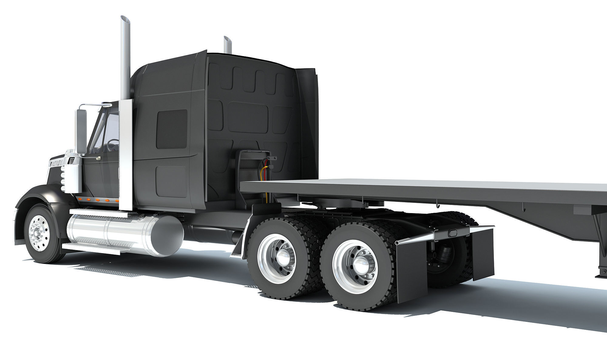 Truck with Flatbed Trailer 3D model_13