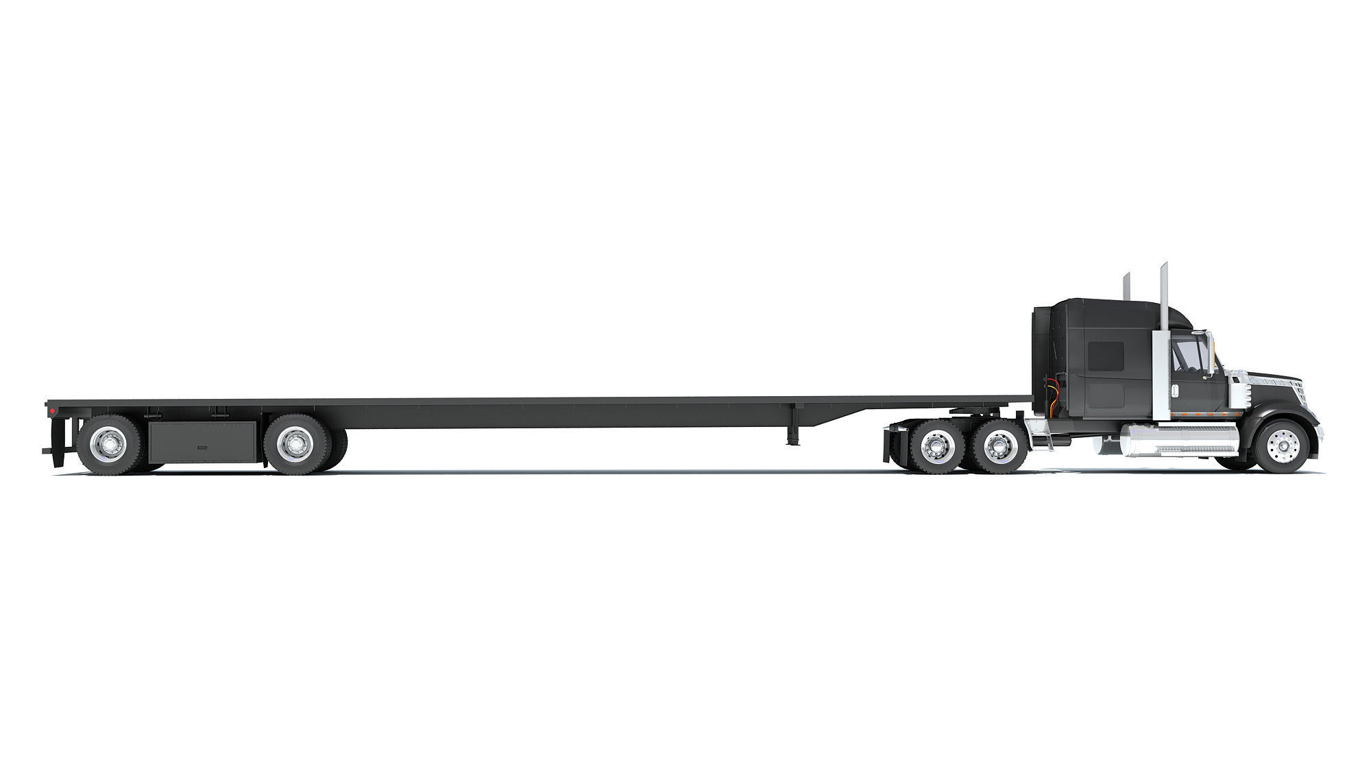 Truck with Flatbed Trailer 3D model_5