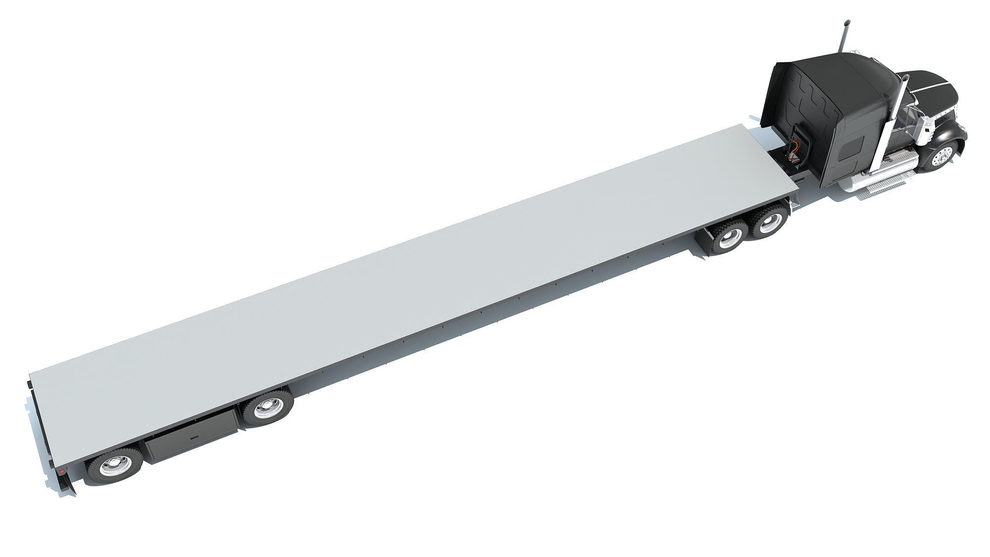 Truck with Flatbed Trailer 3D model_6
