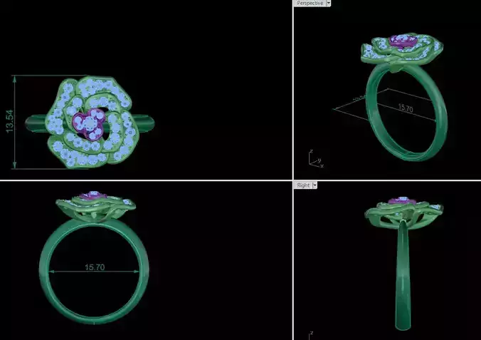 ring flower rose diamond