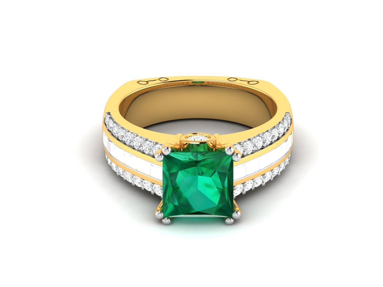 Solitaire Engagement Wedding Princess Ring 3D print model_7