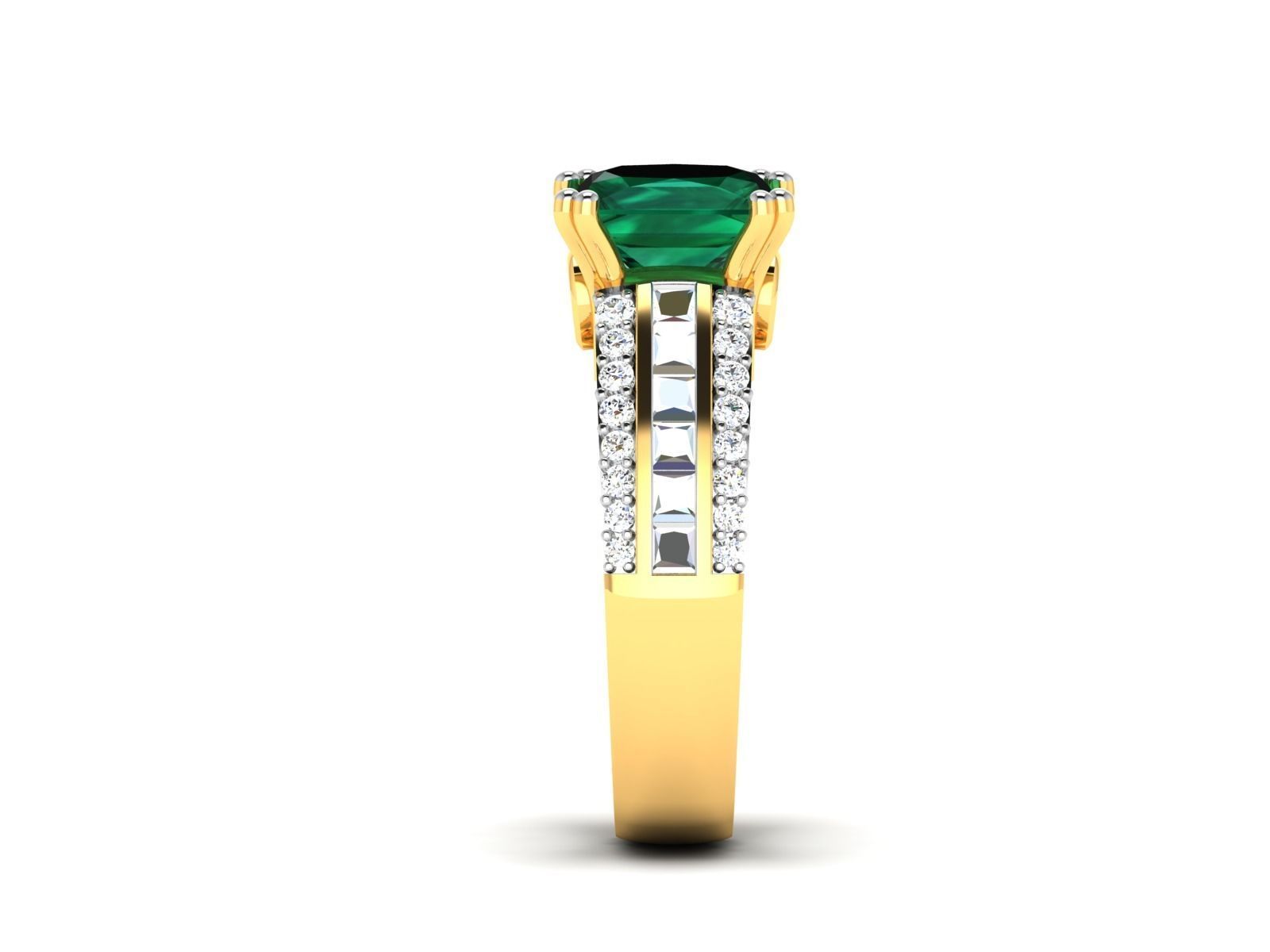 Solitaire Engagement Wedding Princess Ring 3D print model_5
