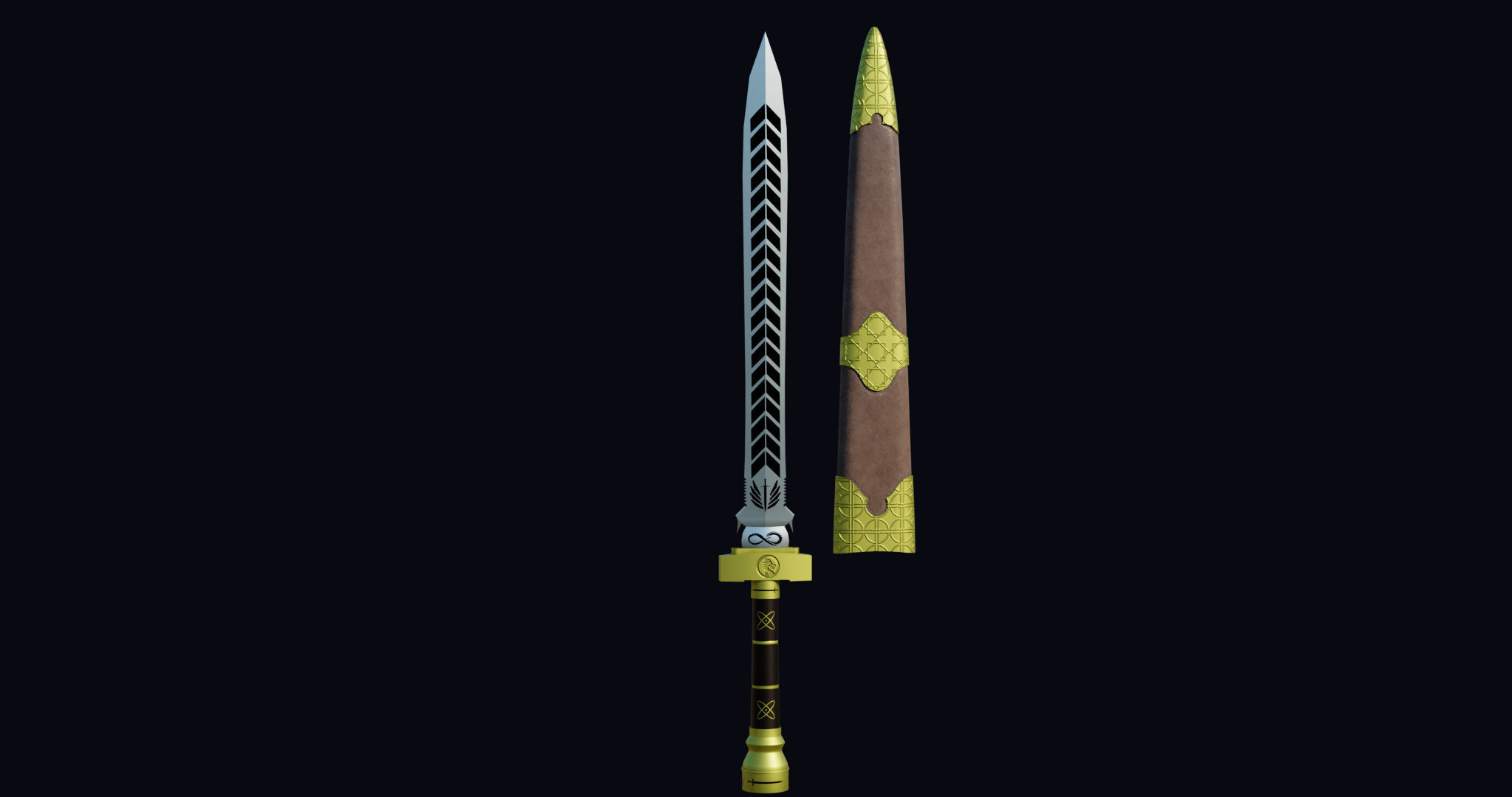 Fantasy Sword 3 PBR Unity UE Arnold V-Ray Textures Included  Low-poly 3D model_5
