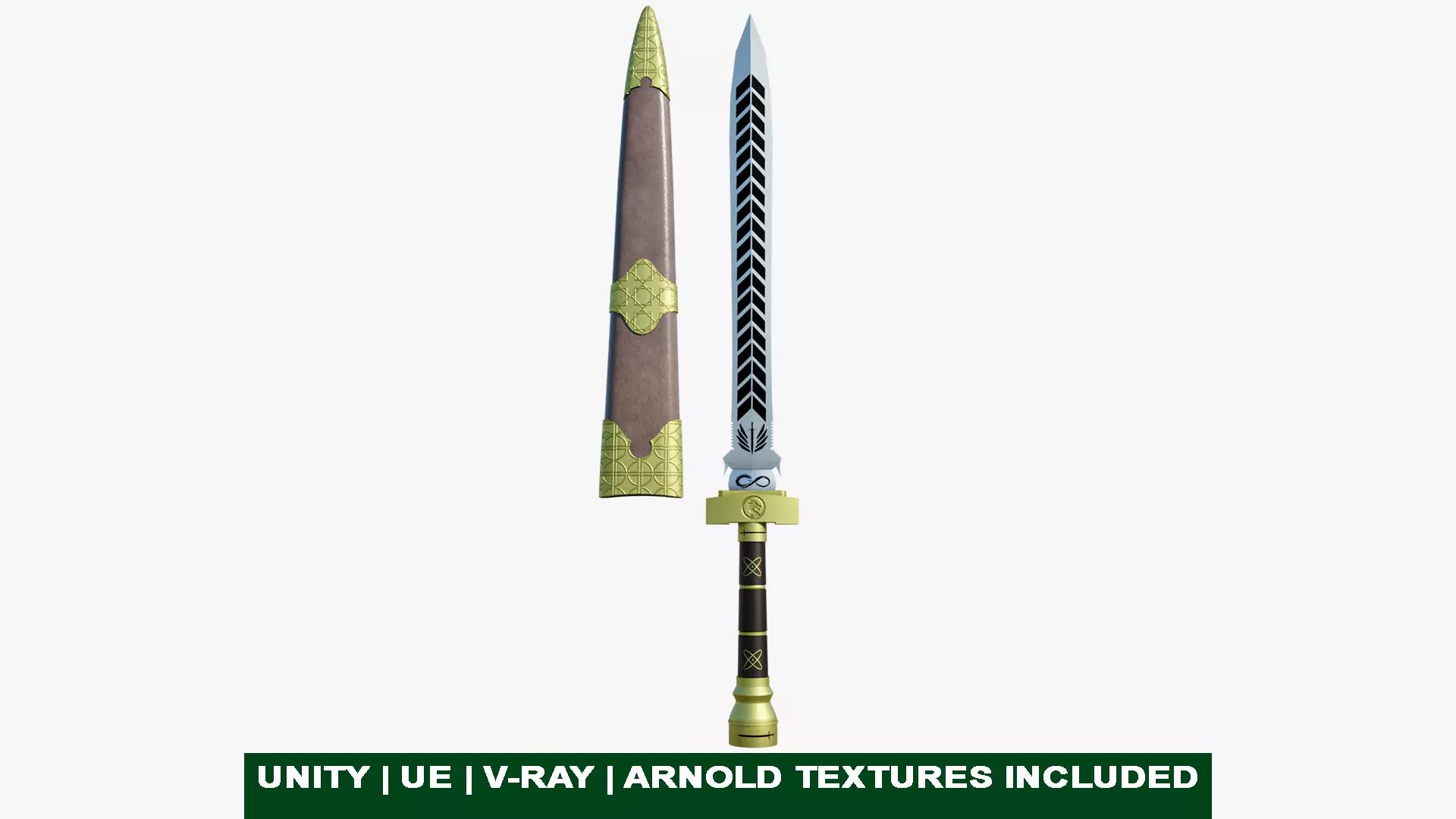 Fantasy Sword 3 PBR Unity UE Arnold V-Ray Textures Included  Low-poly 3D model_0