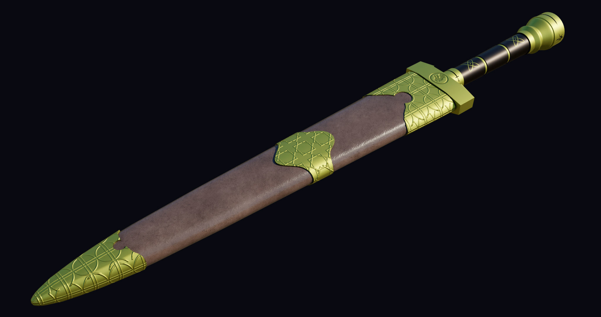 Fantasy Sword 3 PBR Unity UE Arnold V-Ray Textures Included  Low-poly 3D model_4