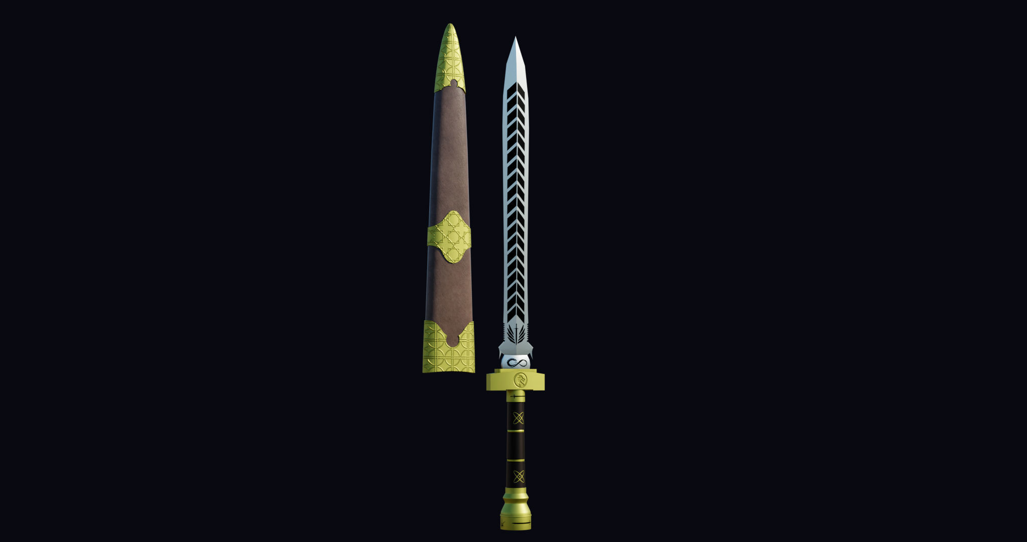 Fantasy Sword 3 PBR Unity UE Arnold V-Ray Textures Included  Low-poly 3D model_16