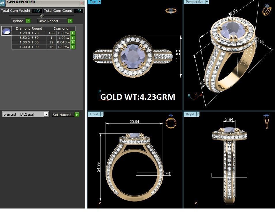 Solitaire Engagement Wedding Ring 3D print model_10