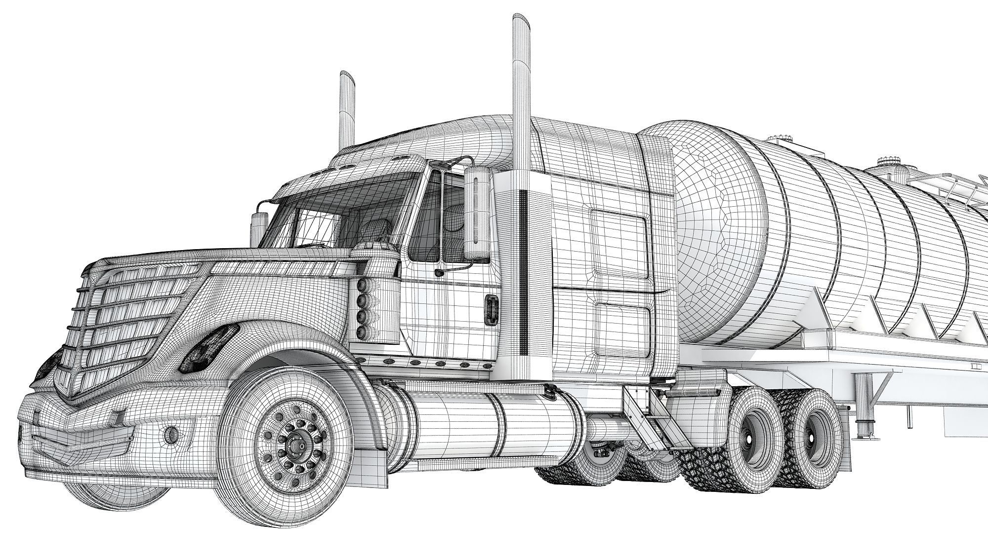 Truck with Tank Semitrailer 3D model_20