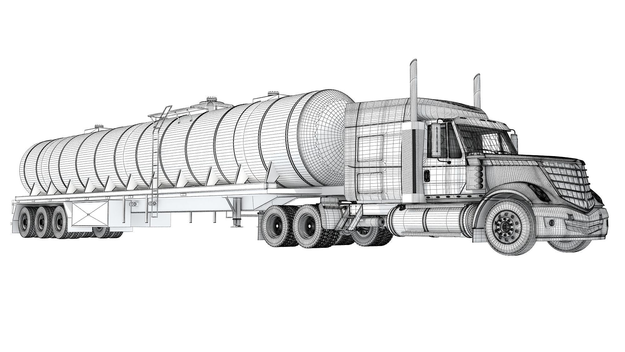 Truck with Tank Semitrailer 3D model_19