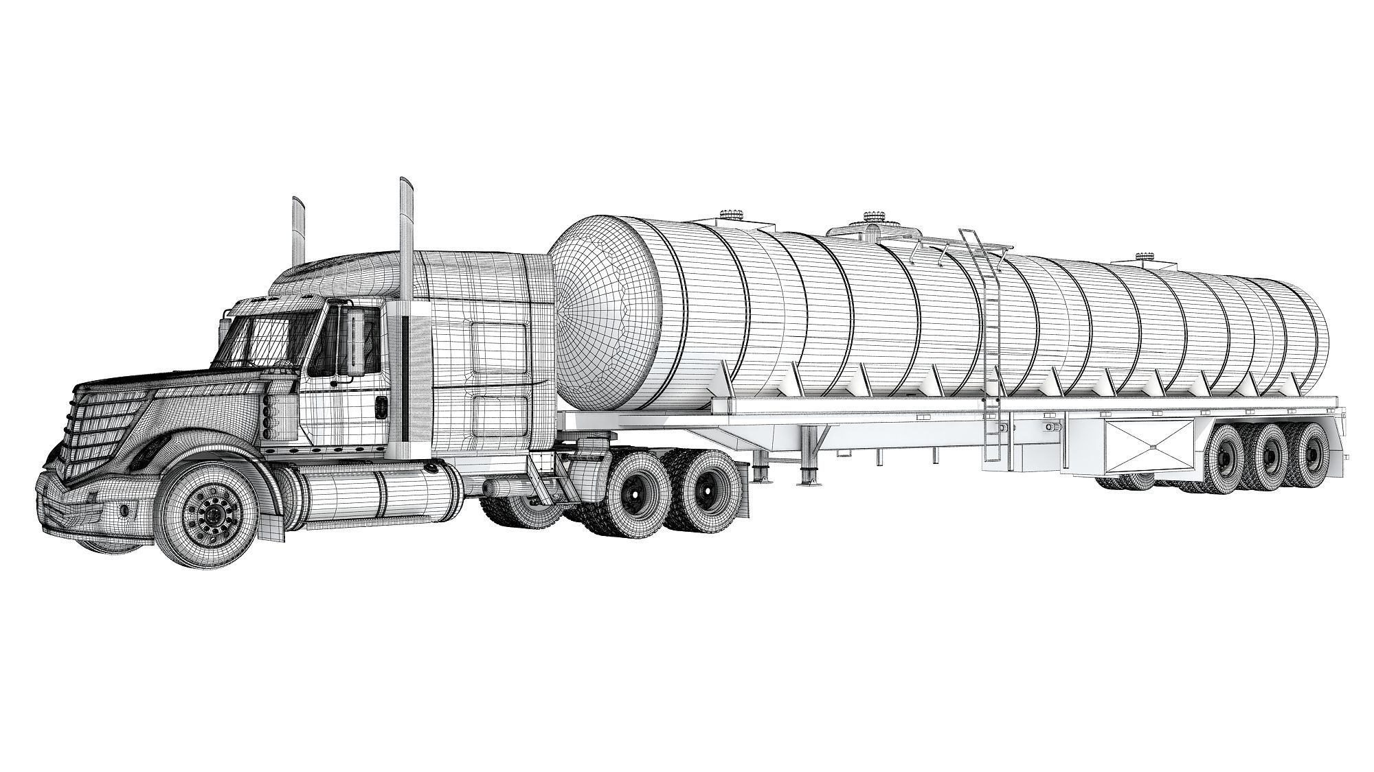 Truck with Tank Semitrailer 3D model_16