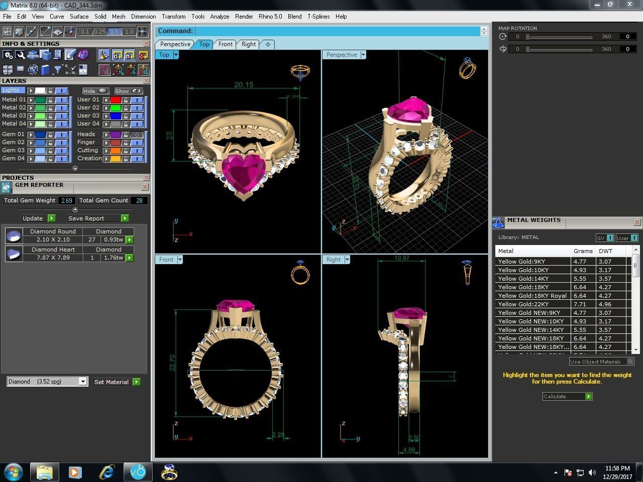 Solitaire Engagement Wedding Heart Rings 3D print model_15