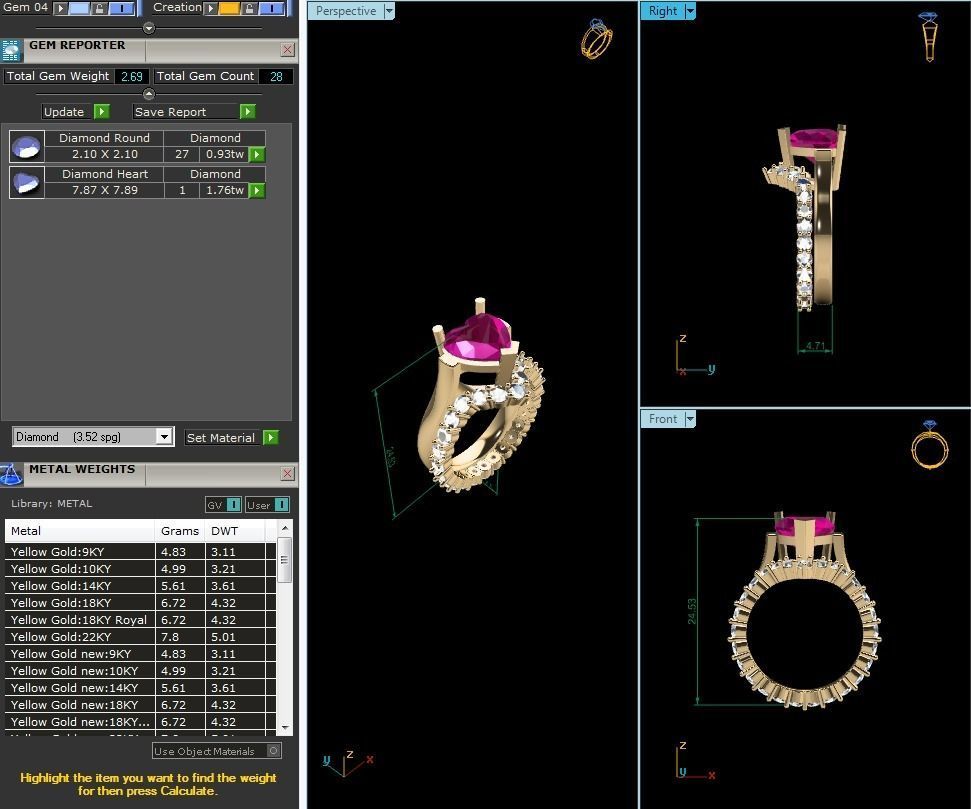 Solitaire Engagement Wedding Heart Rings 3D print model_7