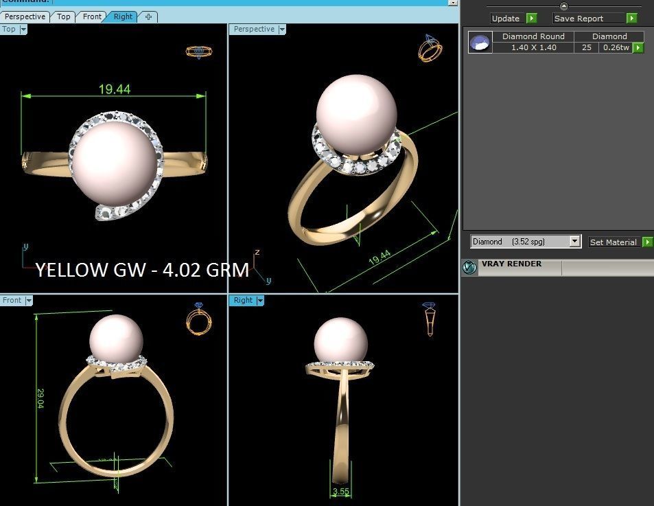 Solitaire Engagement Wedding Opal Stone  Ring 3D print model_4