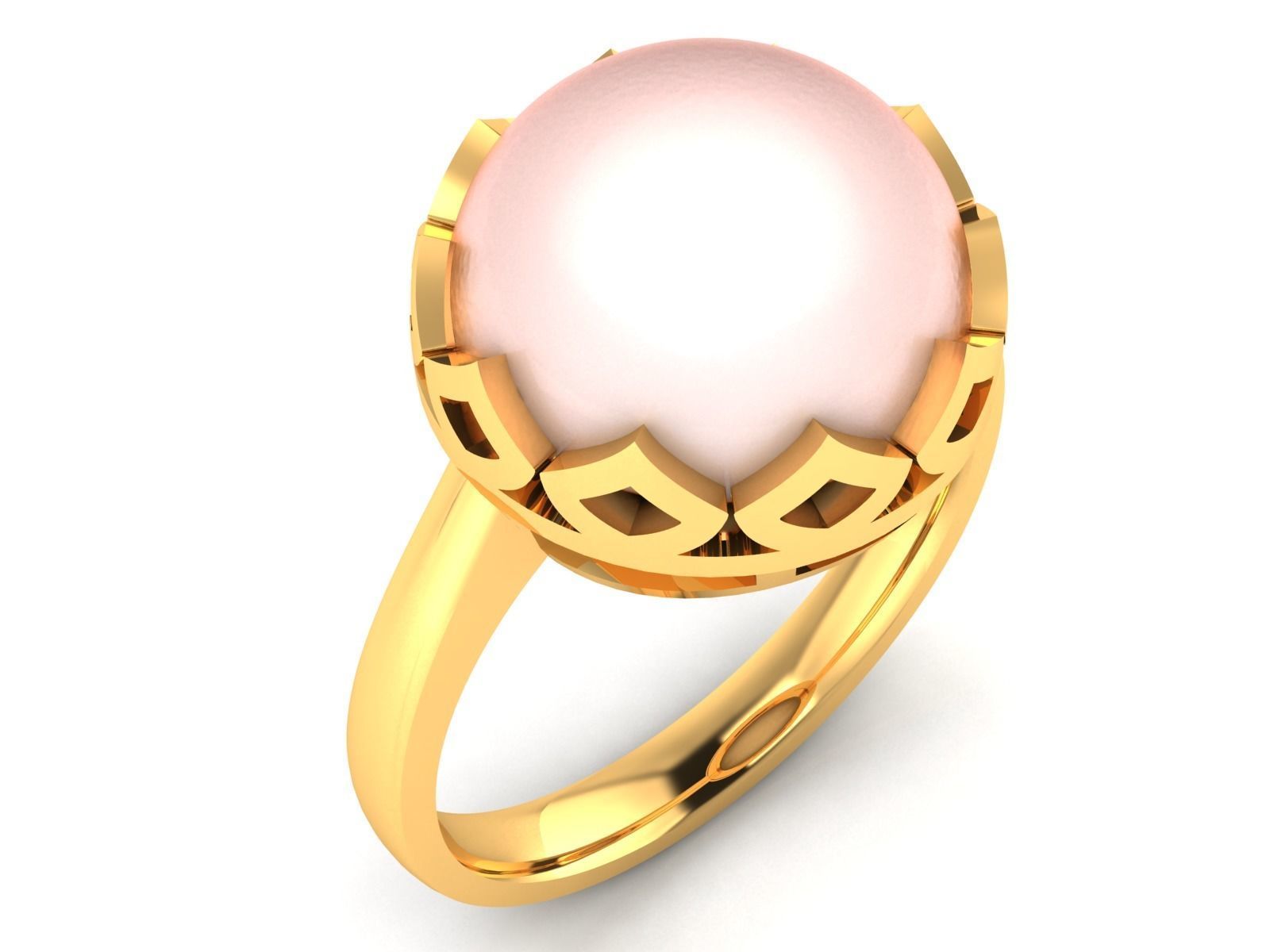 Solitaire Engagement Wedding Opal Stone  Ring 3D print model_7