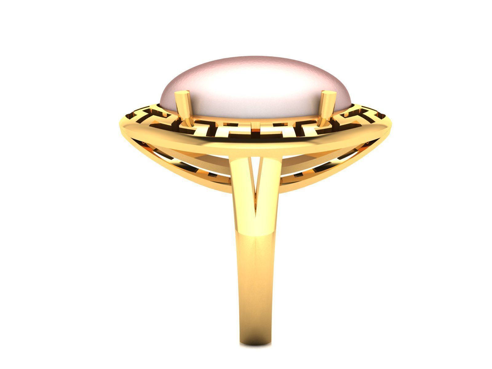 Solitaire Engagement Wedding Opal Stone  Ring 3D print model_4