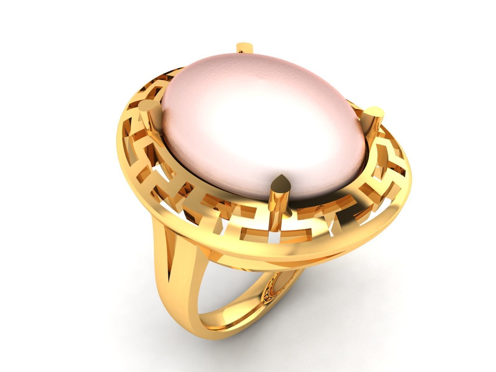 Solitaire Engagement Wedding Opal Stone  Ring 3D print model_1