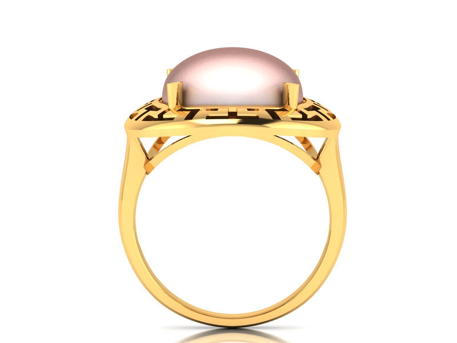Solitaire Engagement Wedding Opal Stone  Ring 3D print model_2