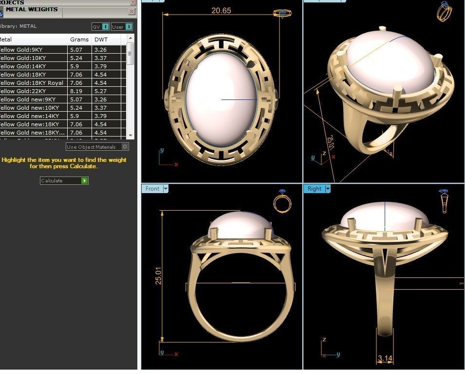 Solitaire Engagement Wedding Opal Stone  Ring 3D print model_7