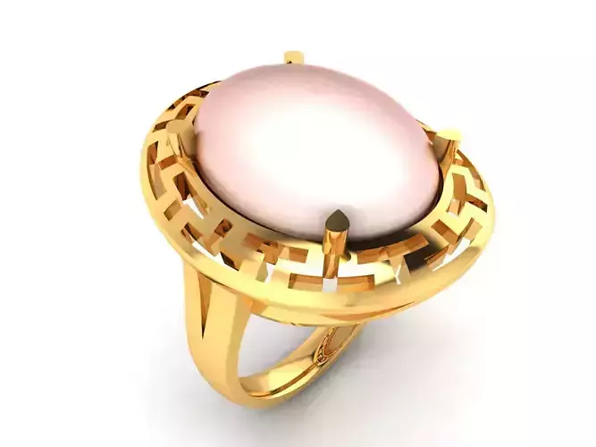 Solitaire Engagement Wedding Opal Stone  Ring 3D print model