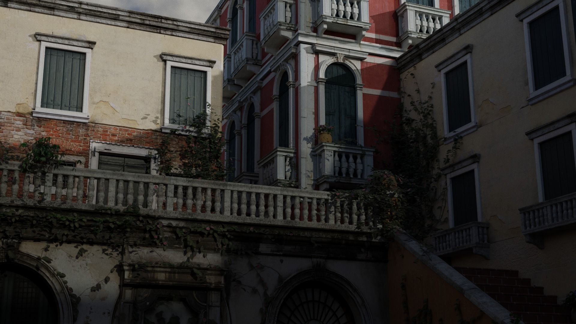 Italian Venetian Gothic Scene Low-poly 3D model_2
