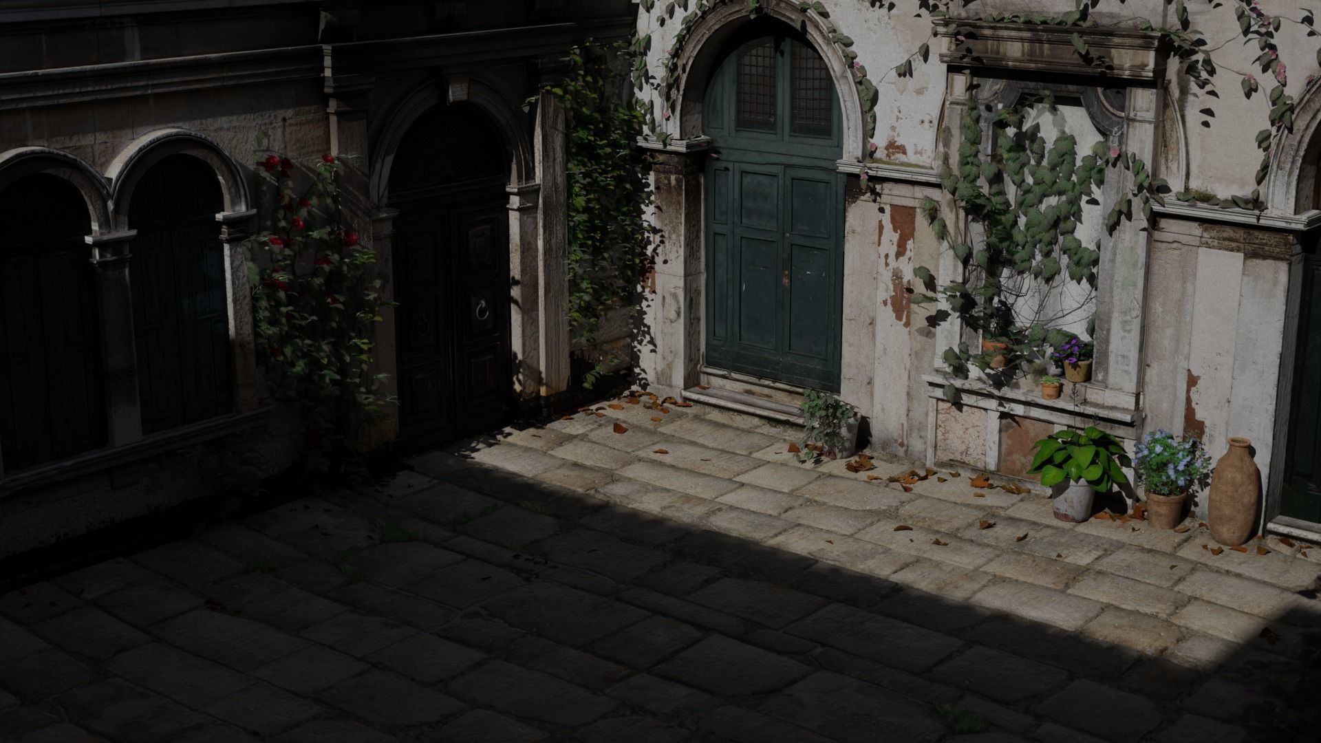 Italian Venetian Gothic Scene Low-poly 3D model_4